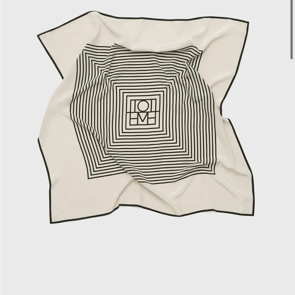 Toteme Monogram  Cream and Black Silk Scarf